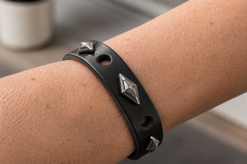 Hand Crafted Black Leather Bracelet for any occassion